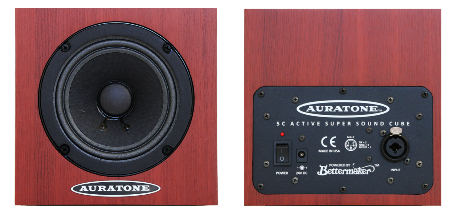 Auratone 5C Active – Mahogany woodgrain (front + back)