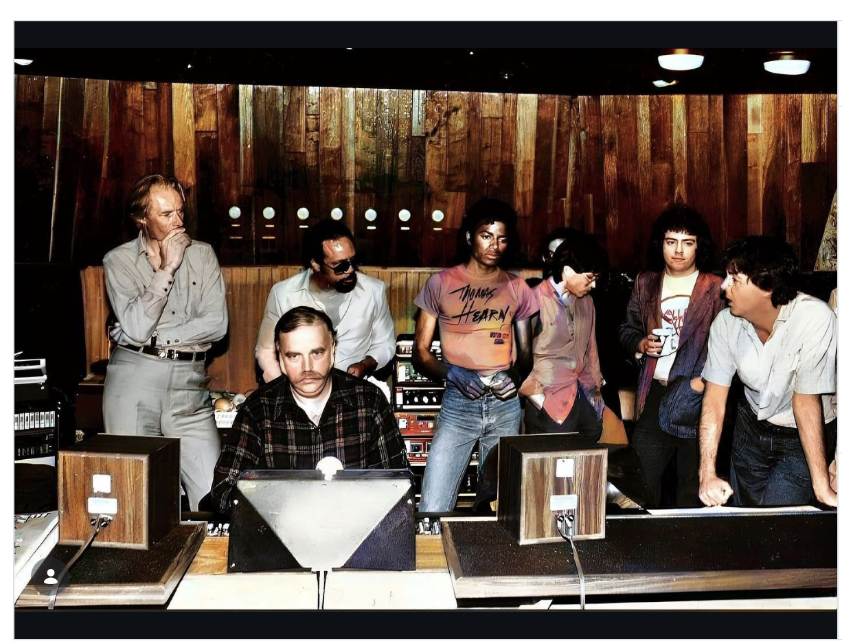 Thriller recording session with Auratone 5Cs on the console